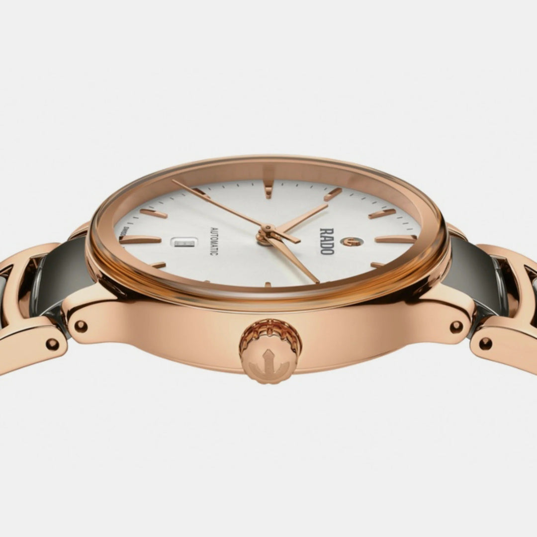 Rado Centrix 30.5mm Silver Dial Rose Gold Ladies Automatic Watch (R30019012)