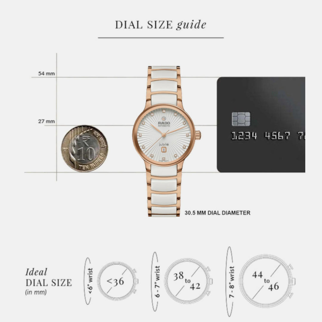Rado Centrix 30.5mm White Faceted Diamond Dial Ladies Automatic Watch (R30019744)