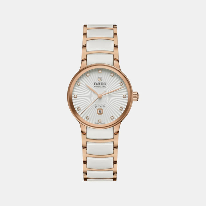 Rado Centrix 30.5mm White Faceted Diamond Dial Ladies Automatic Watch (R30019744)