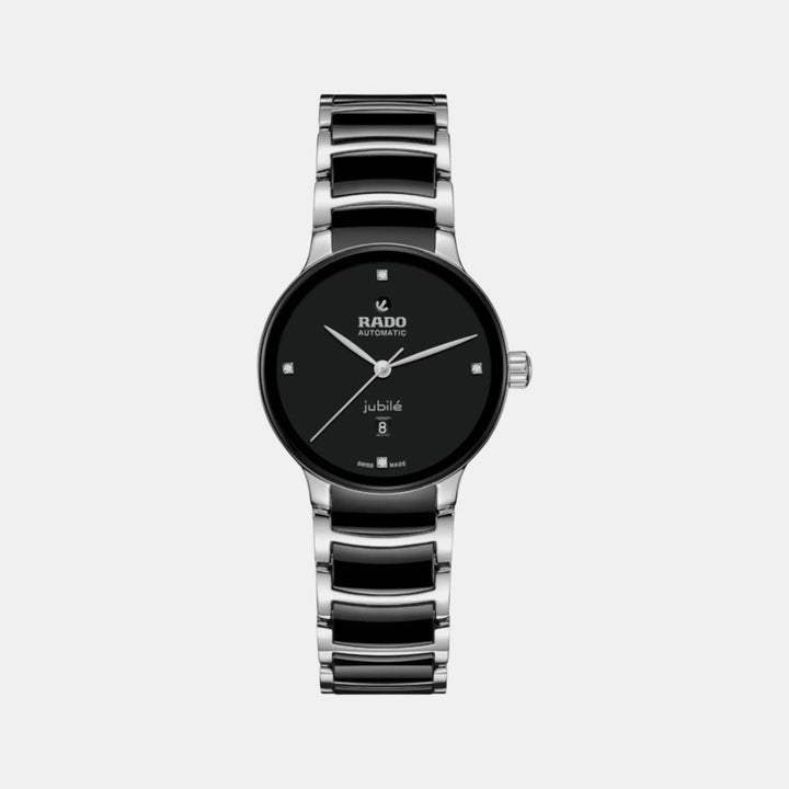 Rado Centrix 30.5mm Black Dial Ceramic Bracelet Ladies Automatic Watch (R30020712)