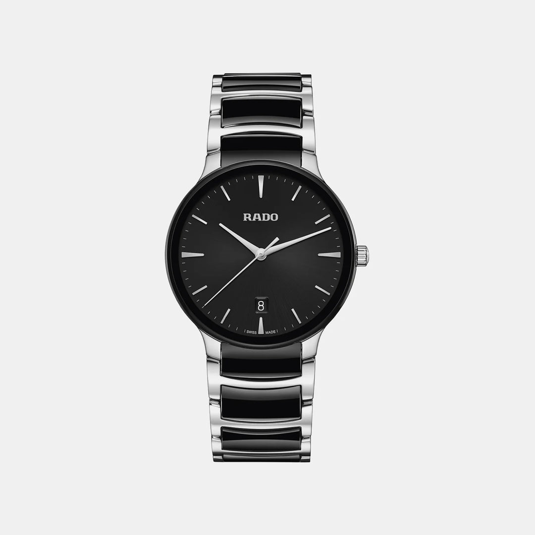 Rado Centrix 39.5mm Black Dial Steel Ceramic Quartz Watch (R30021152)