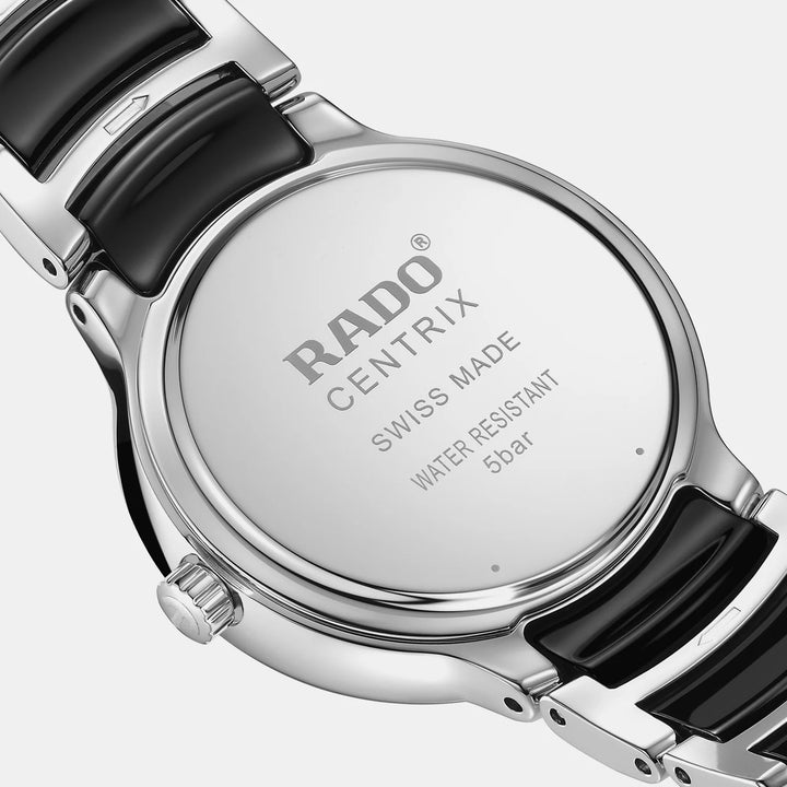 Rado Centrix 30.5mm Black Diamond Dial Steel Ceramic Ladies Quartz Watch R30026712