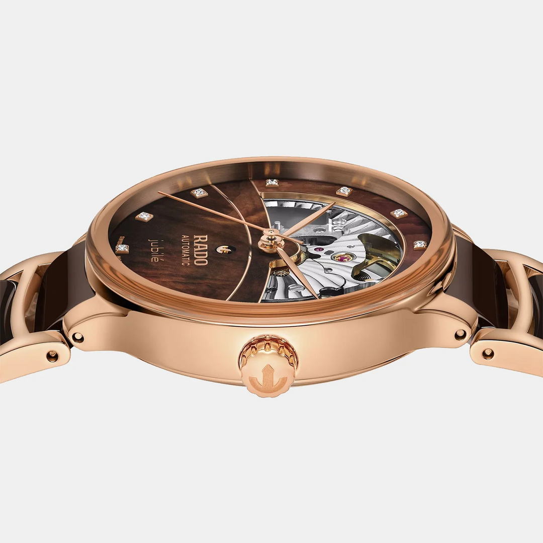Rado Centrix 35mm Brown Mother of Pearl Open Heart Diamond Automatic Ladies Watch R30029902