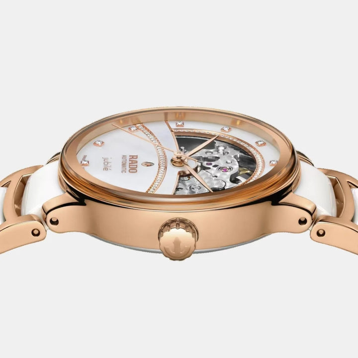 Rado Centrix Super Jubile 35mm White Mother of Pearl 98 Diamond Open Heart Automatic Watch R30029932