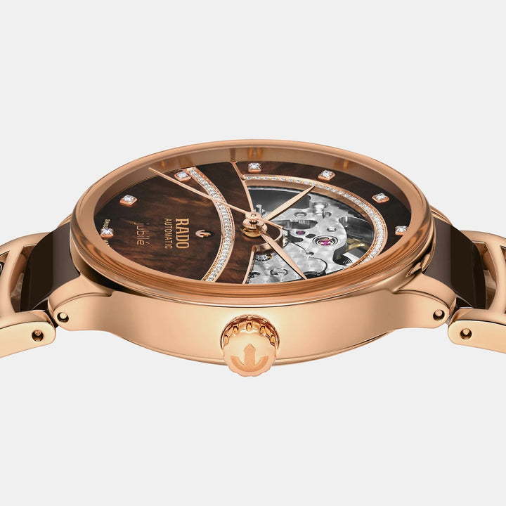 Rado Centrix Super Jubile 35mm Brown Mother of Pearl Diamond Open Heart Automatic Watch R30029942
