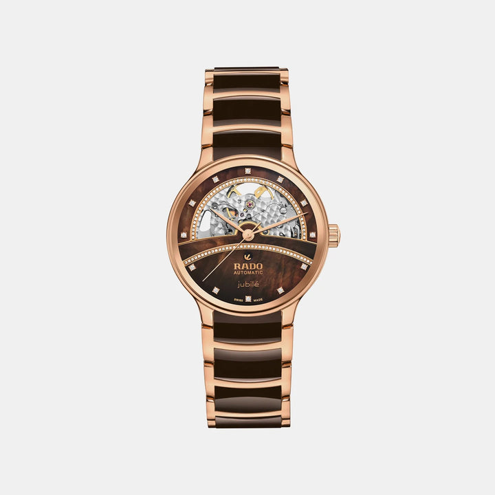Rado Centrix Super Jubile 35mm Brown Mother of Pearl Diamond Open Heart Automatic Watch R30029942