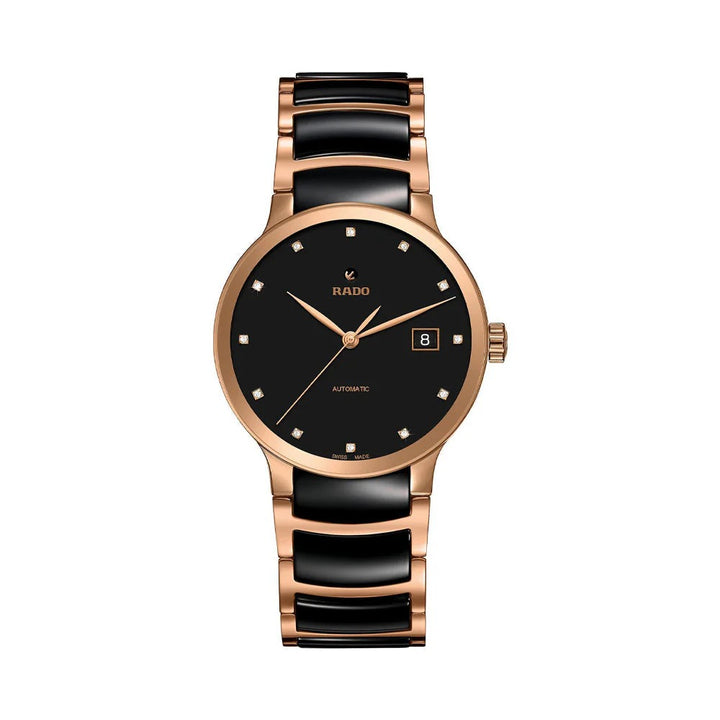 Rado Centrix 38mm Black Diamond Dial Rose Gold Automatic Watch R30036732
