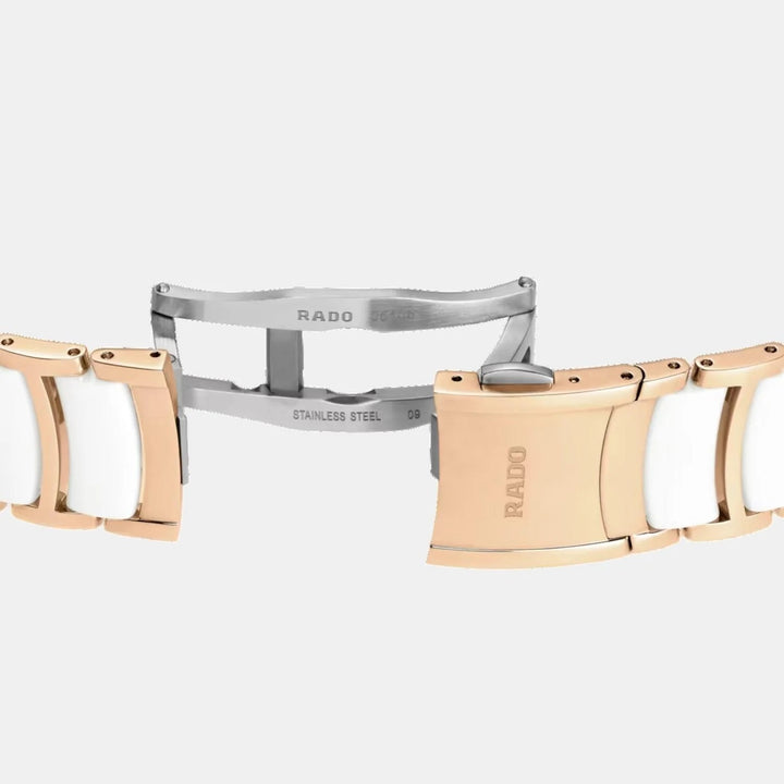 Rado Centrix 35mm White Faceted Diamond Dial Rose Gold Automatic Ladies Watch R30037744