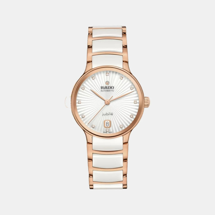 Rado Centrix 35mm White Faceted Diamond Dial Rose Gold Automatic Ladies Watch R30037744