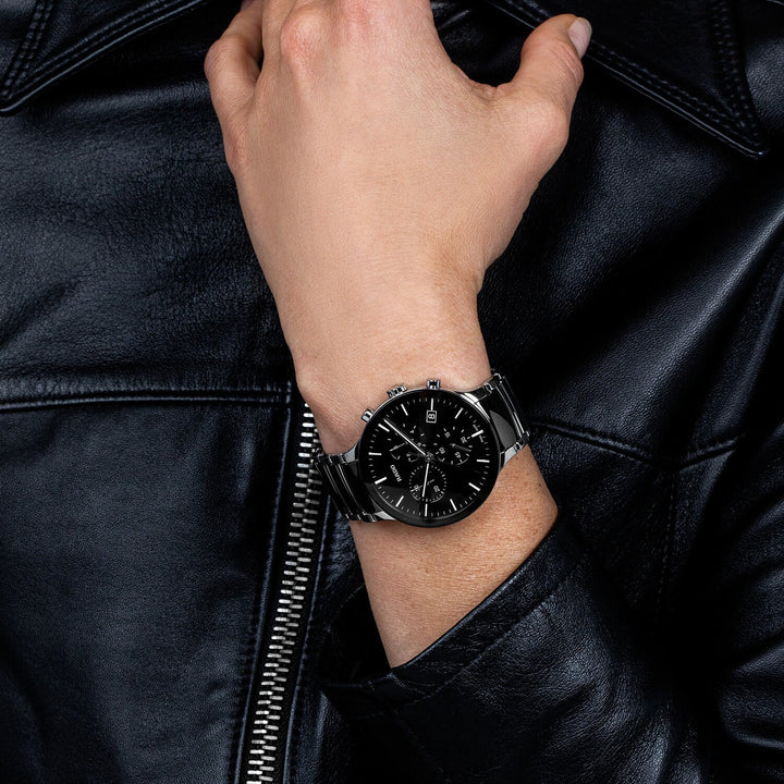 Rado Centrix Chronograph 40mm Black Dial Yellow Gold Ceramic Quartz Watch R30130152