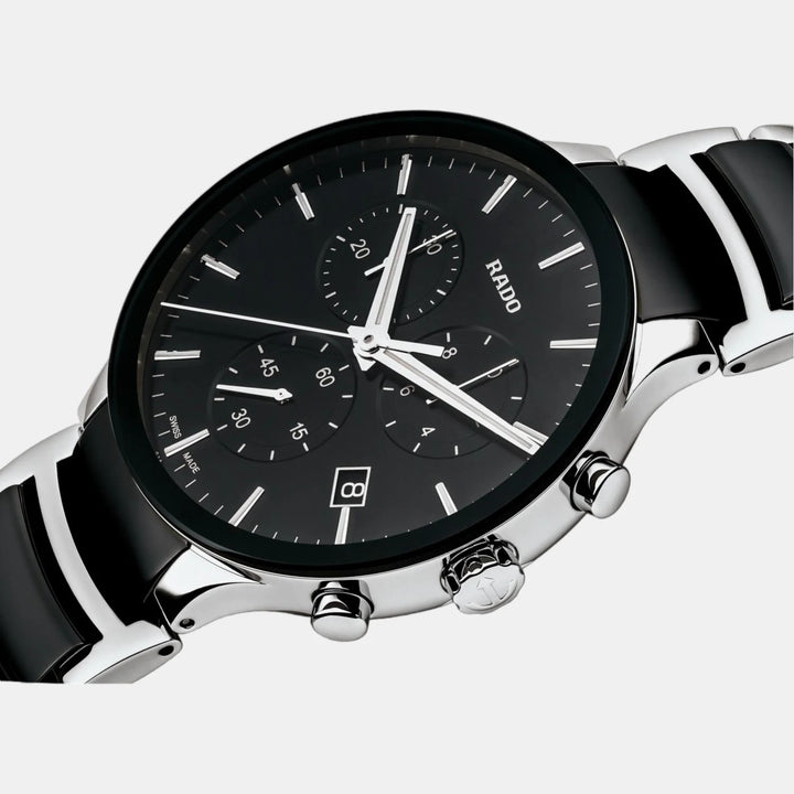 Rado Centrix Chronograph 40mm Black Dial Yellow Gold Ceramic Quartz Watch R30130152