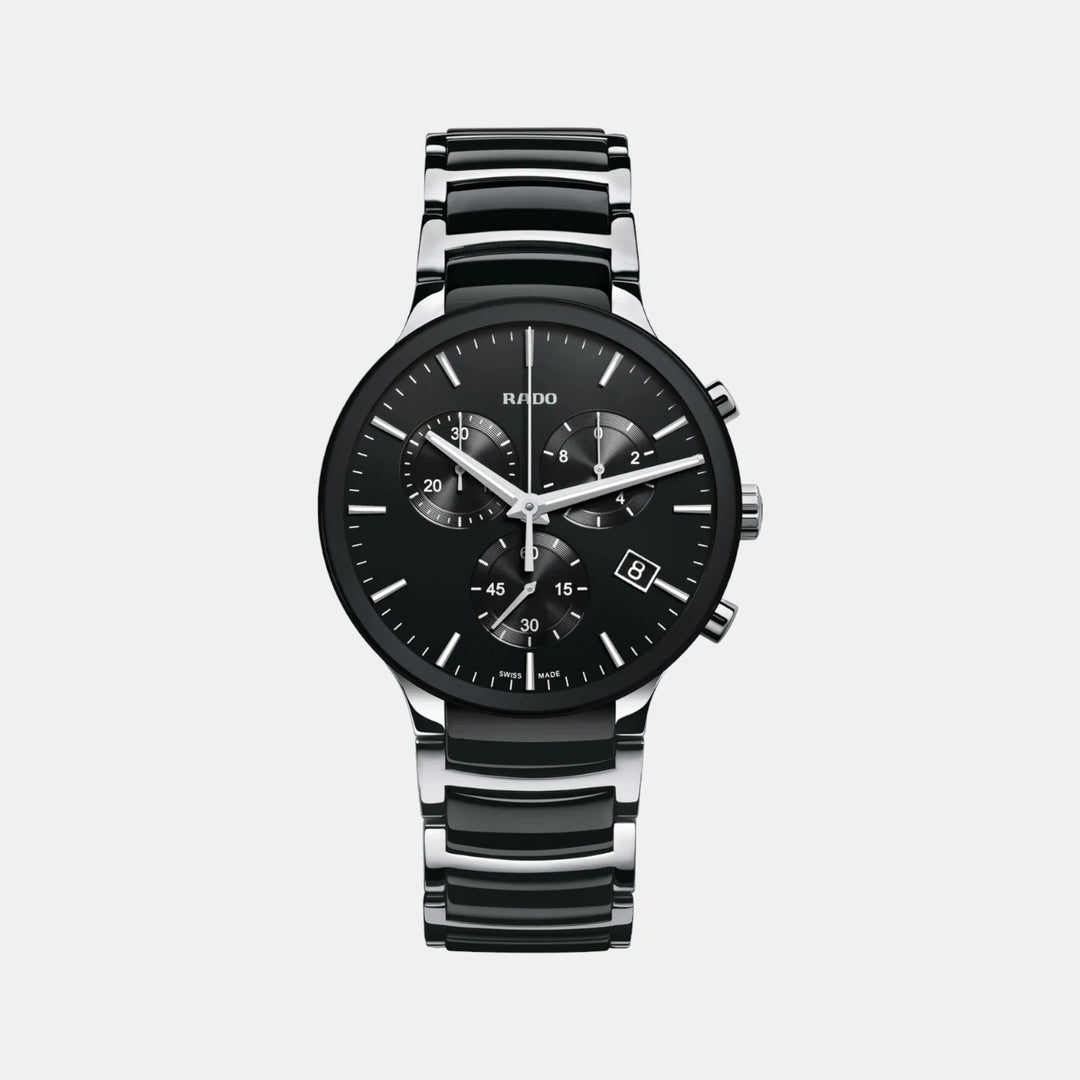 Rado Centrix Chronograph 40mm Black Dial Yellow Gold Ceramic Quartz Watch R30130152