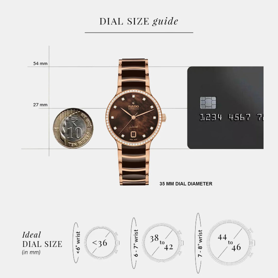 Rado Centrix Super Jubile 35mm Brown Mother of Pearl 71 Diamond Open Heart Automatic Watch R30230922