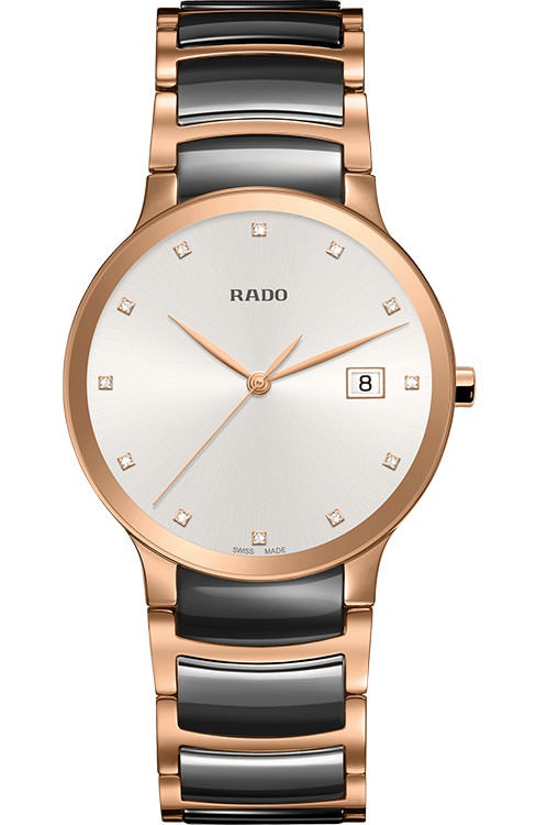 Rado Centrix 38mm White Dial Two-Tone 12 Diamonds Unisex Quartz Watch R30554762