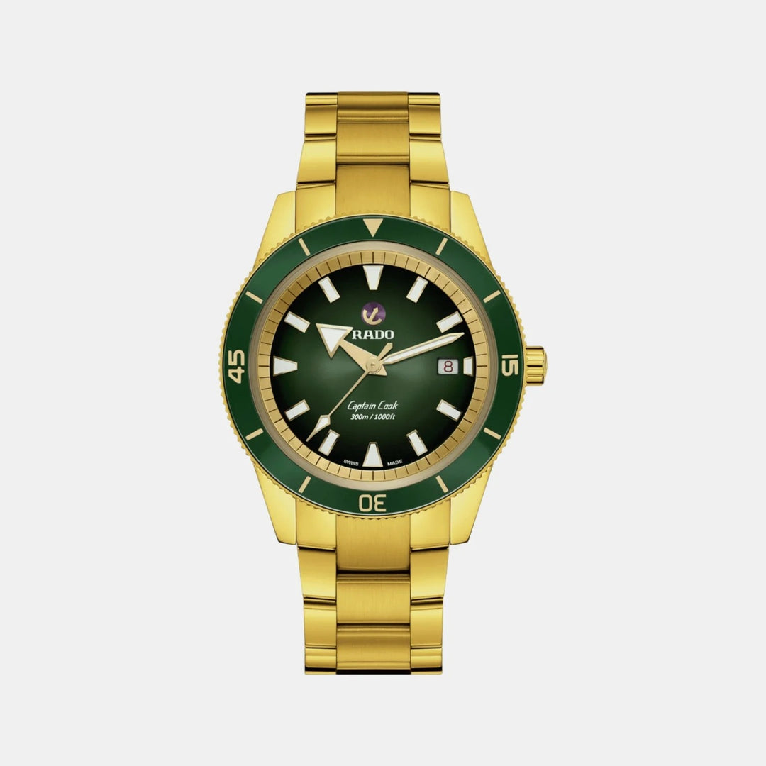 Rado Captain Cook Automatic 42mm Green Gradient Dial Yellow Gold PVD Men&
