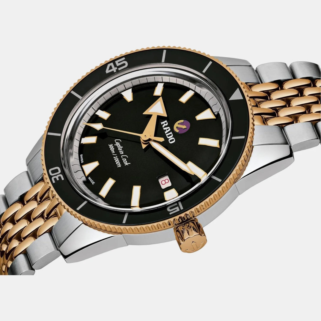 Rado Captain Cook Automatic 42mm Black Dial Rose Gold Two-Tone Men&