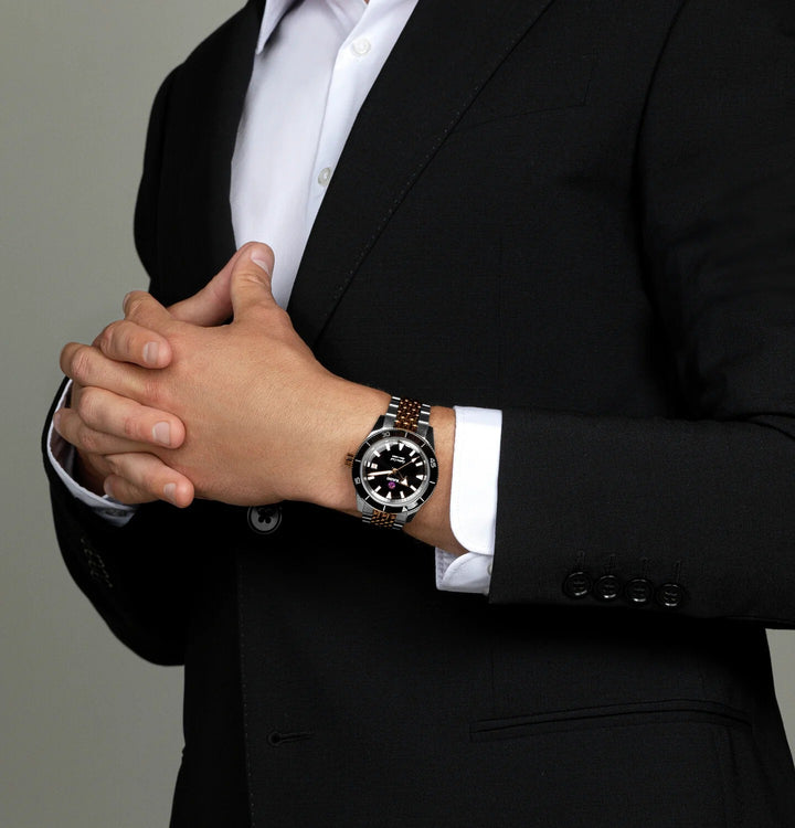 Rado Captain Cook Automatic 42mm Black Dial Rose Gold Two-Tone Men&