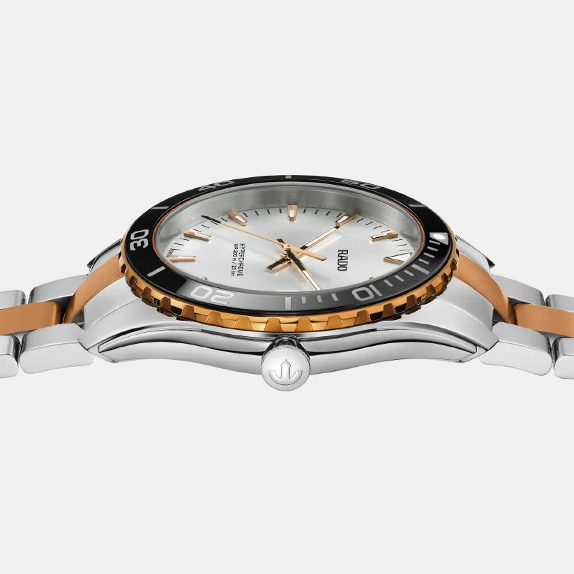 Rado HyperChrome 44mm Silver Dial Black Ceramic Bezel Quartz Men&