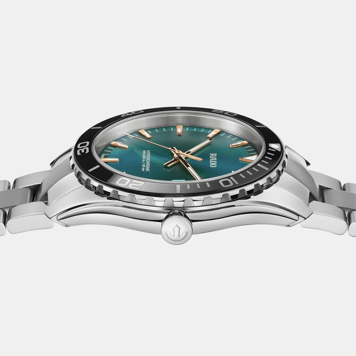 Rado HyperChrome 44mm Turquoise Dial Black Ceramic Bezel Quartz Men&