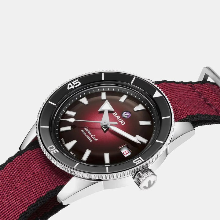 Rado Captain Cook Automatic 39mm Burgundy Dial Stainless Steel Watch R32223408