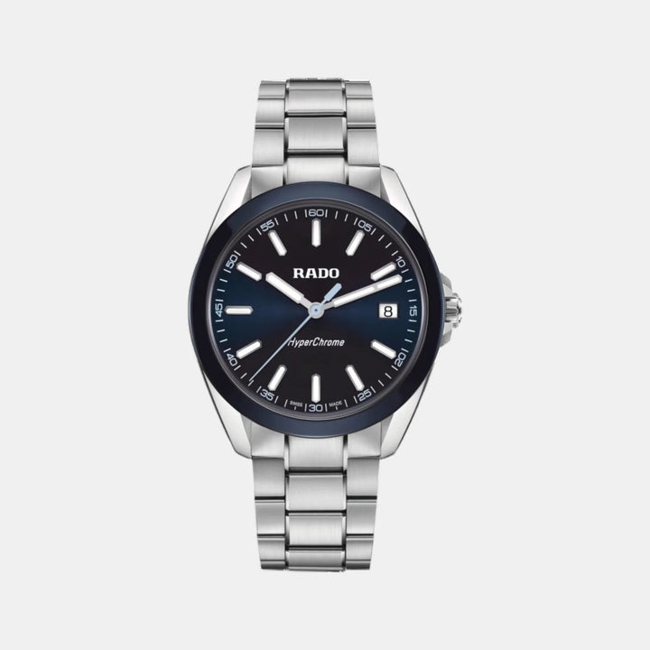 Rado HyperChrome 41.5mm Dark Blue Dial Blue Ceramic Bezel Quartz Men&