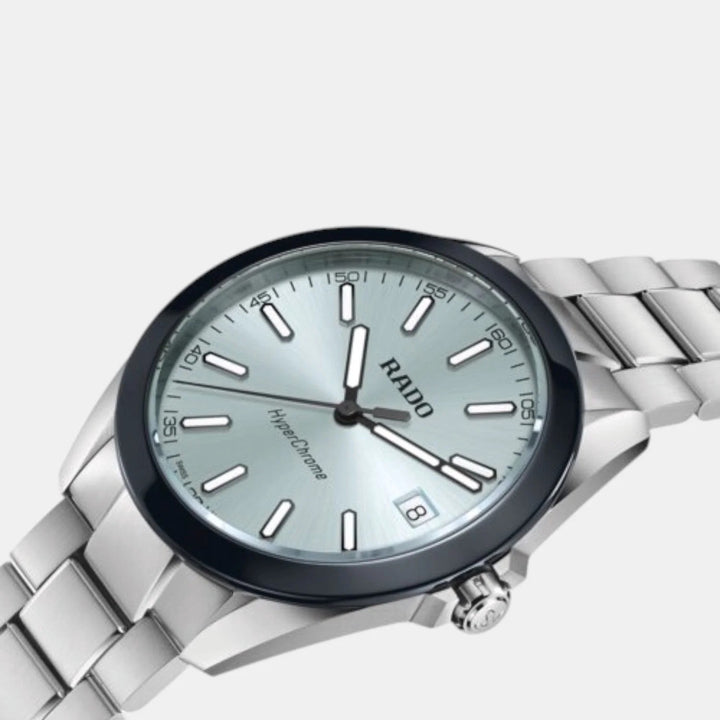 Rado HyperChrome 41.5mm Ice Blue Dial Blue Ceramic Bezel Quartz Men&