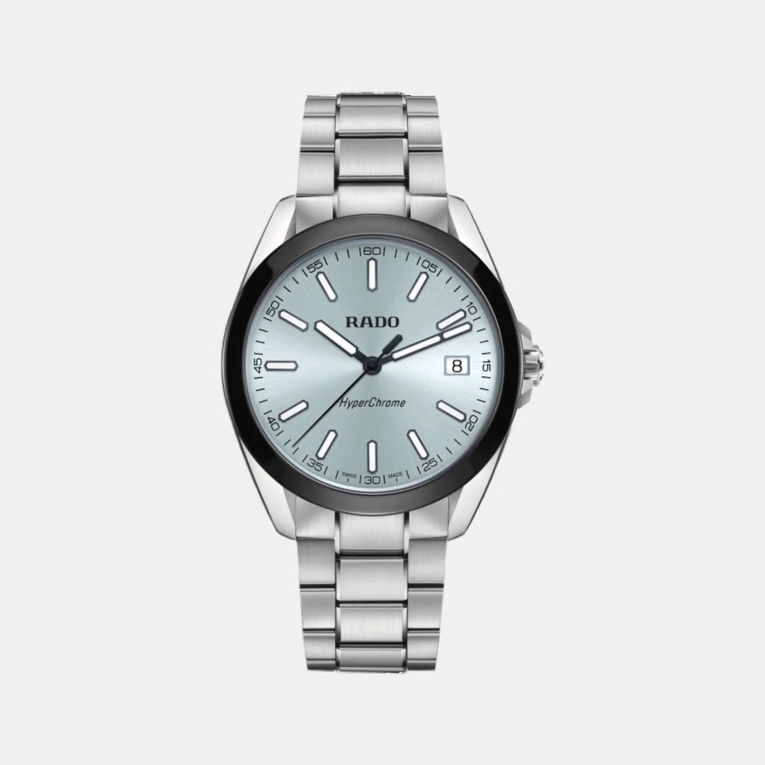 Rado HyperChrome 41.5mm Ice Blue Dial Blue Ceramic Bezel Quartz Men&