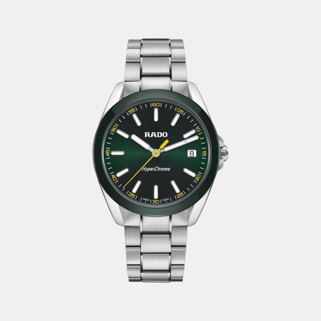 Rado HyperChrome 41.5mm Green Dial Green Ceramic Bezel Quartz Men&