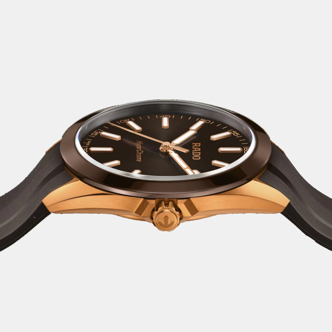 Rado HyperChrome 41.5mm Brown Dial Rose Gold PVD Brown Ceramic Quartz Men&
