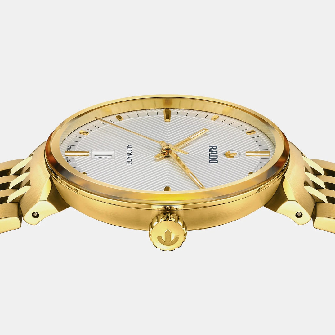 Rado Florence Automatic 39mm Silver White Embossed Dial Yellow Gold PVD Watch R48904013