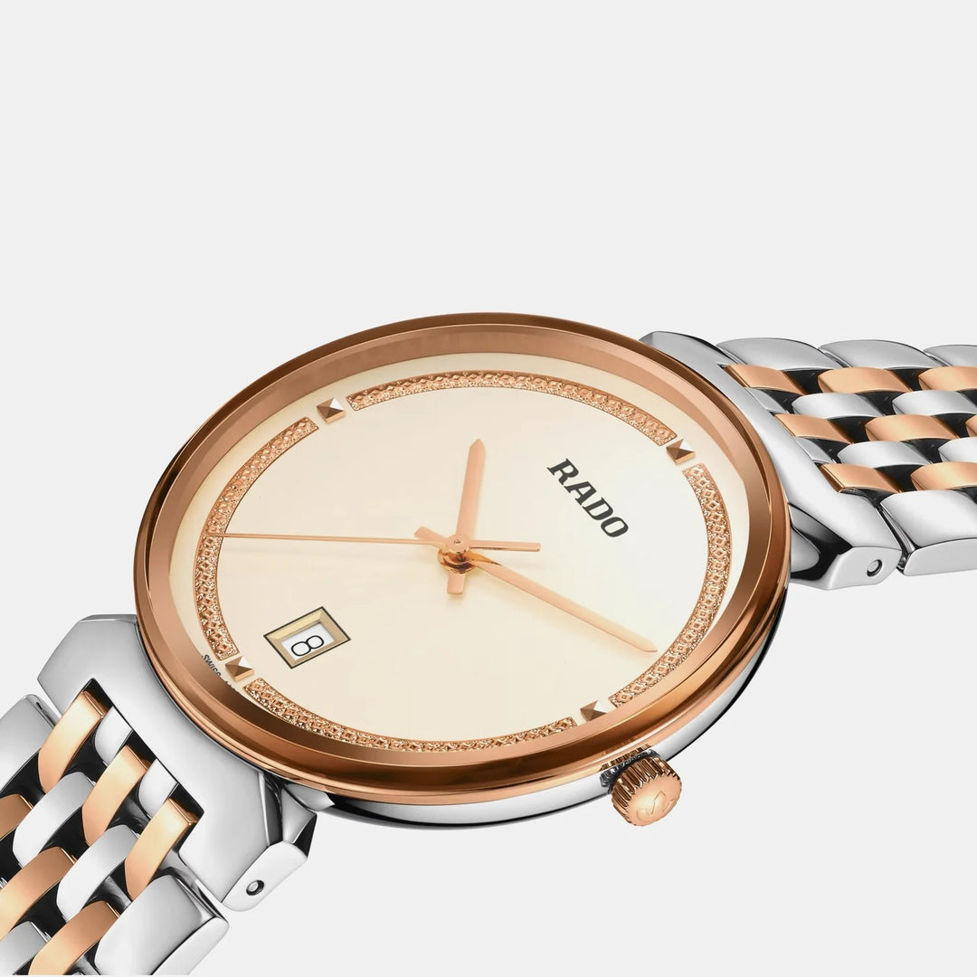 Rado Florence 38mm Champagne Dial Rose Gold Two-Tone Quartz Unisex Watch R48912403