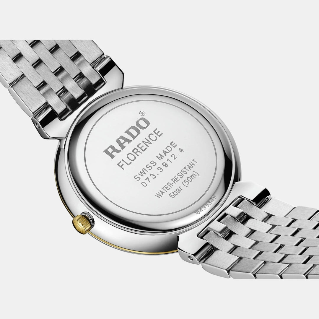 Rado Florence 38mm Black Dial 12 Diamonds Yellow Gold Two-Tone Quartz Watch R48912743