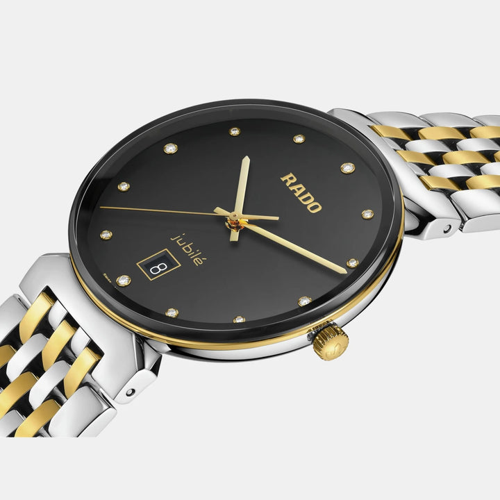 Rado Florence 38mm Black Dial 12 Diamonds Yellow Gold Two-Tone Quartz Watch R48912743