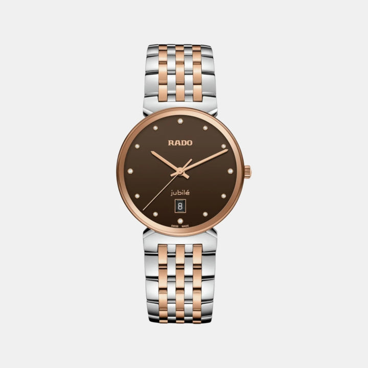 Rado Florence 38mm Brown Dial 12 Diamonds Rose Gold Two-Tone Quartz Watch R48912763