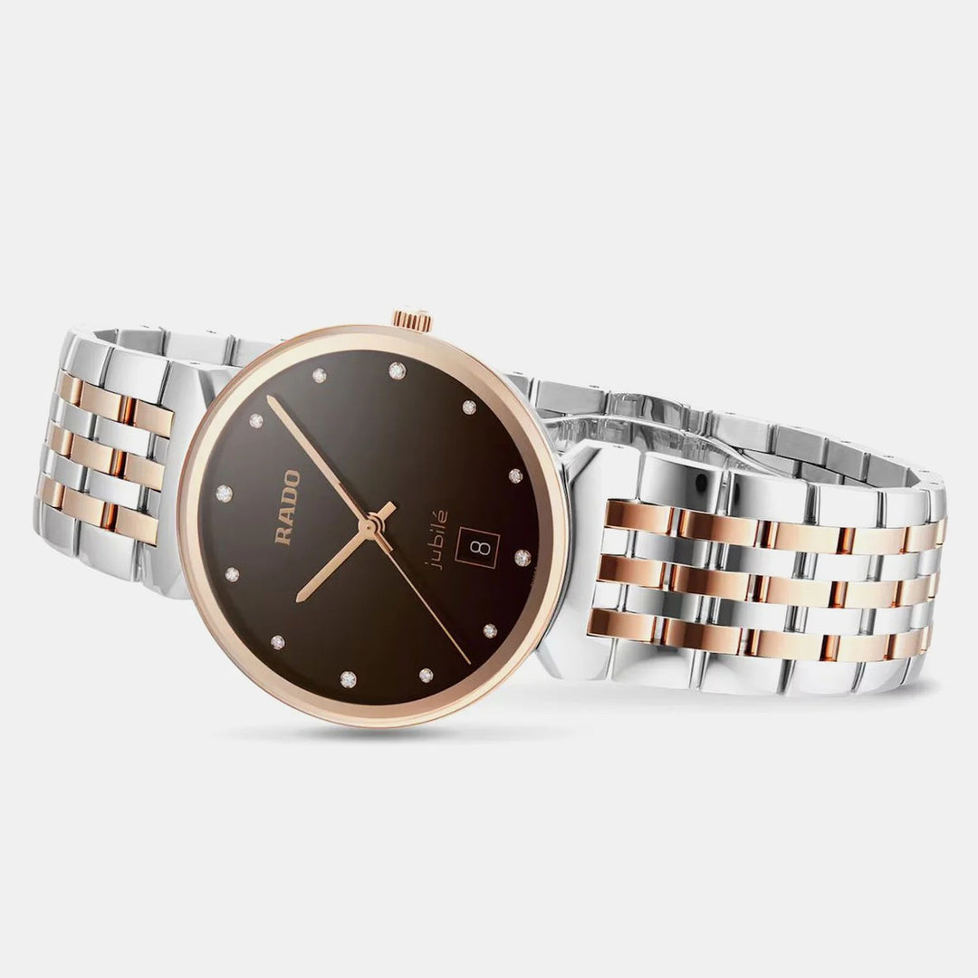 Rado Florence 38mm Brown Dial 12 Diamonds Rose Gold Two-Tone Quartz Watch R48912763