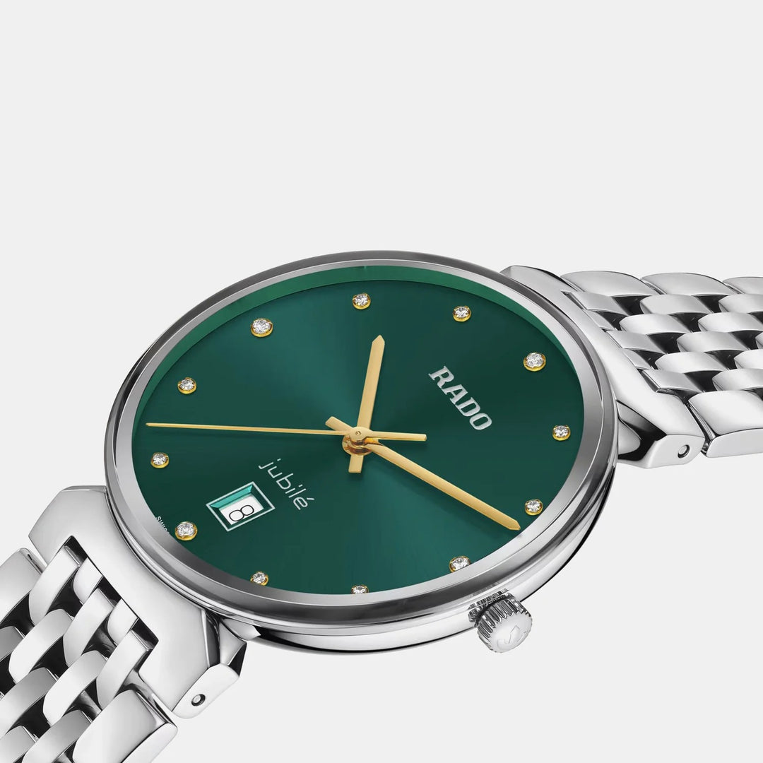 Rado Florence 38mm Green Dial 12 Diamonds Yellow Gold Quartz Unisex Watch R48912773