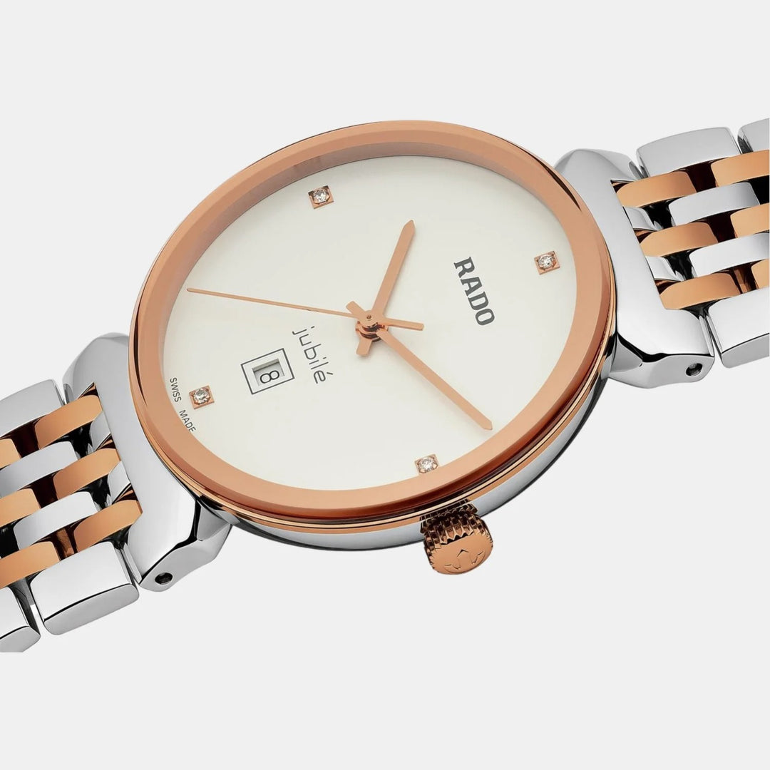 Rado Florence 30mm White Dial 4 Diamonds Rose Gold Two-Tone Quartz Ladies Watch R48913723