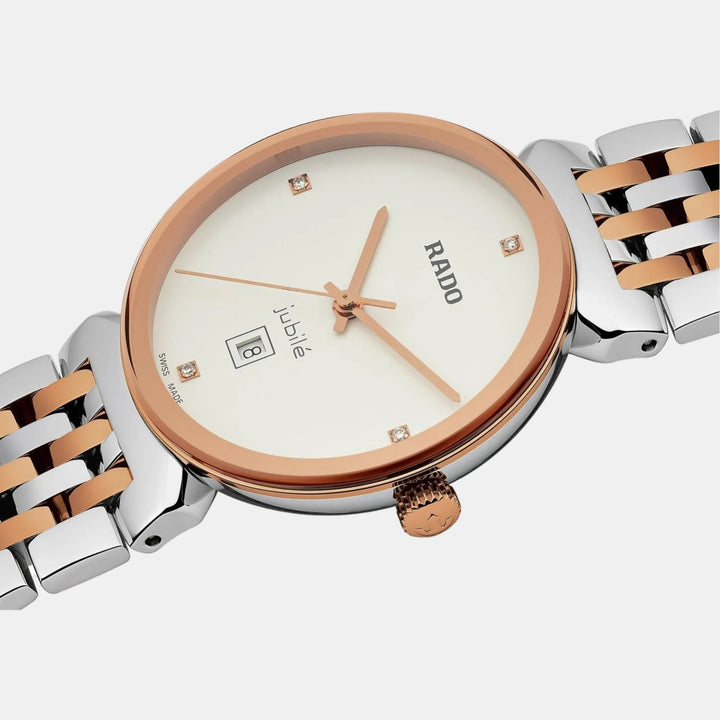 Rado Florence 30mm White Dial 4 Diamonds Rose Gold Two-Tone Quartz Ladies Watch R48913723