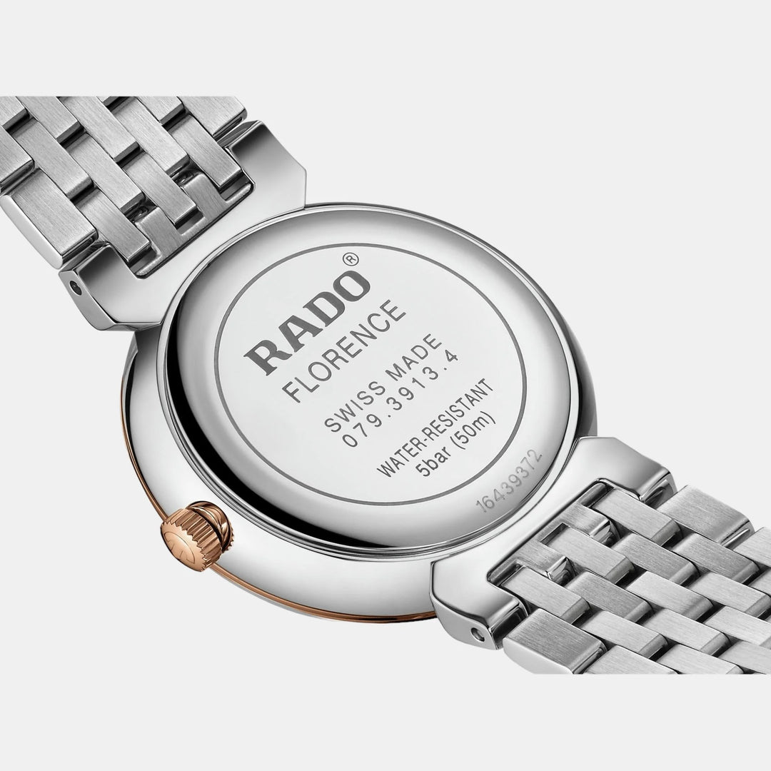 Rado Florence 30mm Brown Dial 12 Diamonds Rose Gold Two-Tone Quartz Ladies Watch R48913763