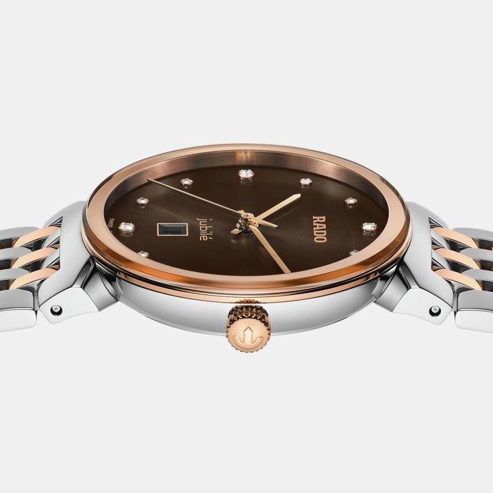 Rado Florence 30mm Brown Dial 12 Diamonds Rose Gold Two-Tone Quartz Ladies Watch R48913763