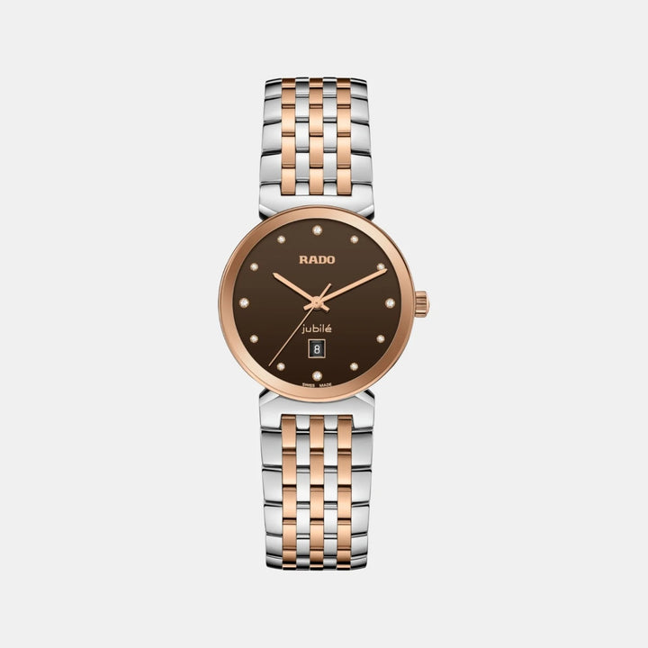 Rado Florence 30mm Brown Dial 12 Diamonds Rose Gold Two-Tone Quartz Ladies Watch R48913763