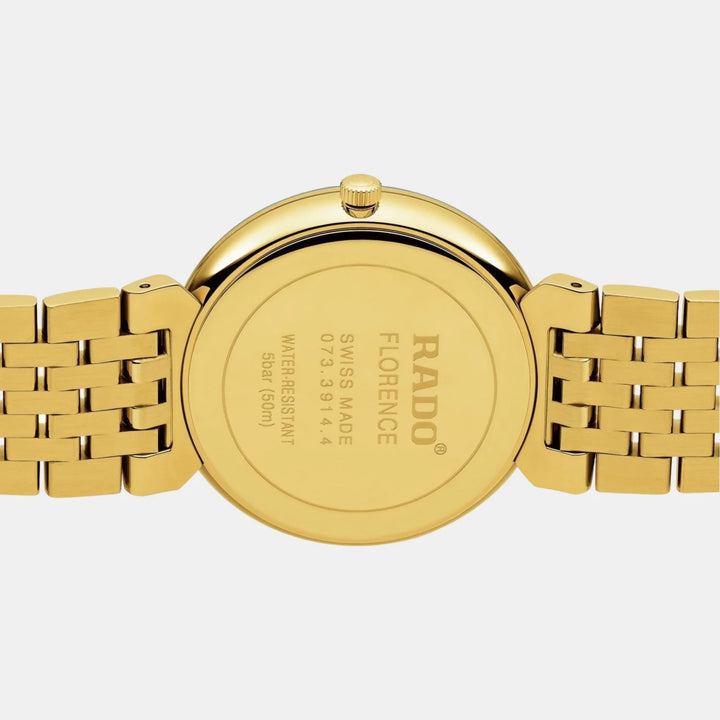 Rado Florence 38mm Black Dial 4 Diamonds Yellow Gold PVD Quartz Unisex Watch R48914703