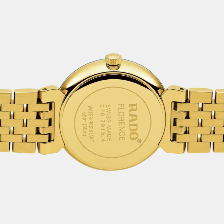 Rado Florence 30mm Black Dial 4 Diamonds Yellow Gold PVD Quartz Ladies Watch R48915703