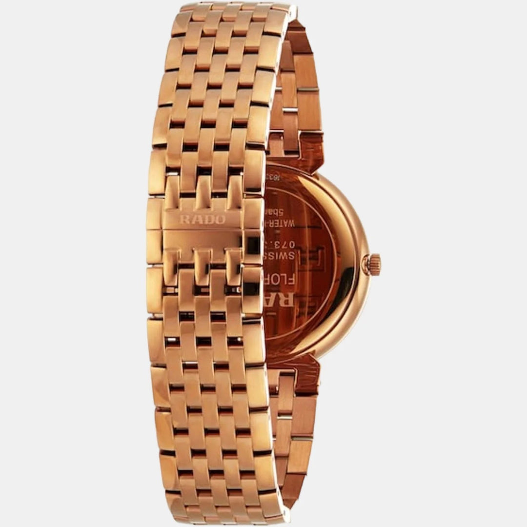 Rado Florence 38mm Brown Dial 4 Diamonds Rose Gold PVD Quartz Unisex Watch R48916703