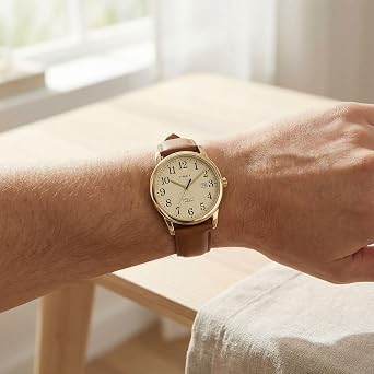 Timex Easy Reader Color Pop 38mm Cream Dial Brown Leather Women&