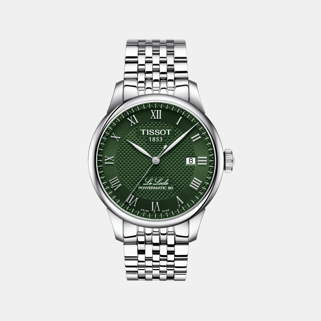 Tissot Le Locle Powermatic 80 Watch – 39.3mm Green Guilloche Dial | T0064071109300