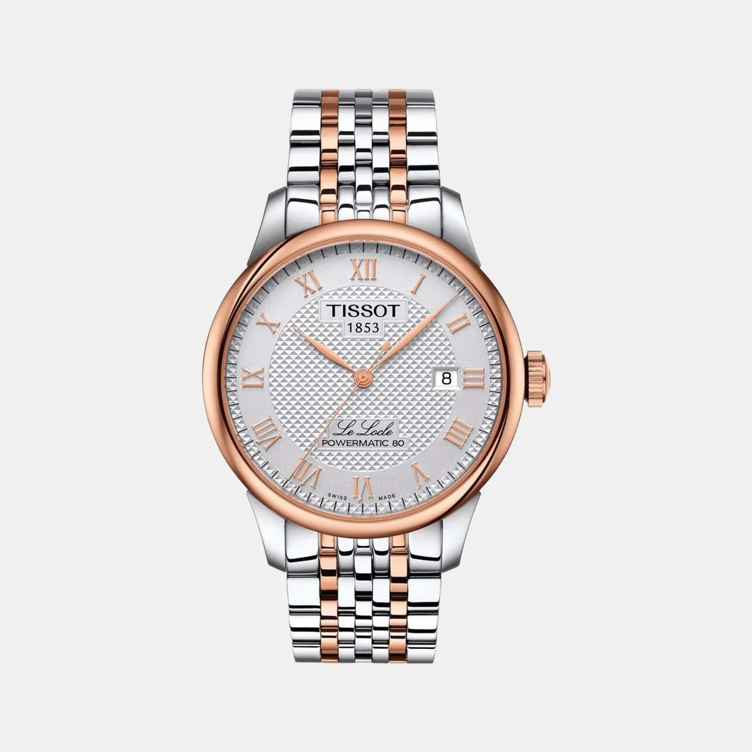 Tissot Le Locle Powermatic 80 Two-Tone Watch – 39.3mm Silver Rose Gold Bracelet | T0064072203300