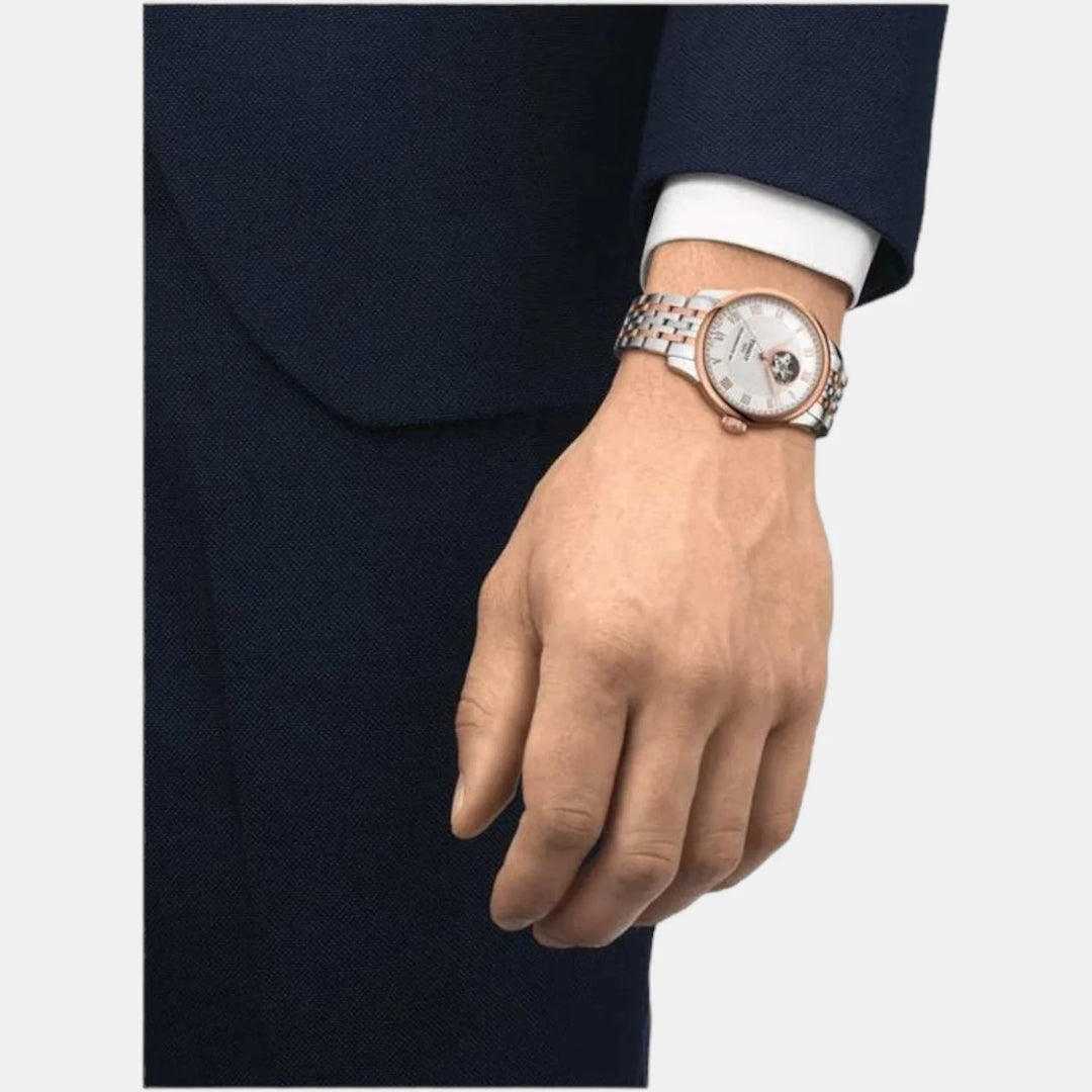 Tissot Le Locle Open Heart Two-Tone Powermatic 80 Watch – 39.3mm Rose Gold | T0064072203302