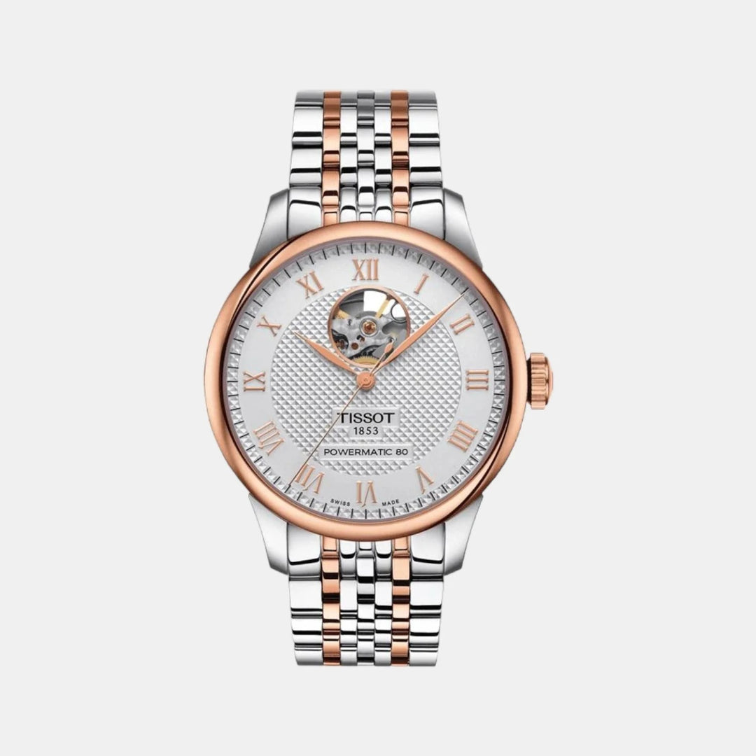 Tissot Le Locle Open Heart Two-Tone Powermatic 80 Watch – 39.3mm Rose Gold | T0064072203302