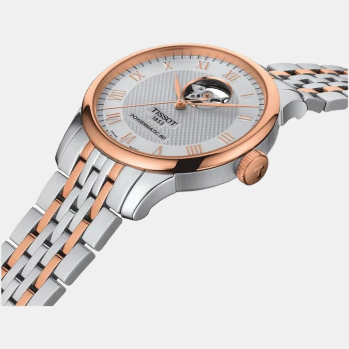 Tissot Le Locle Open Heart Two-Tone Powermatic 80 Watch – 39.3mm Rose Gold | T0064072203302
